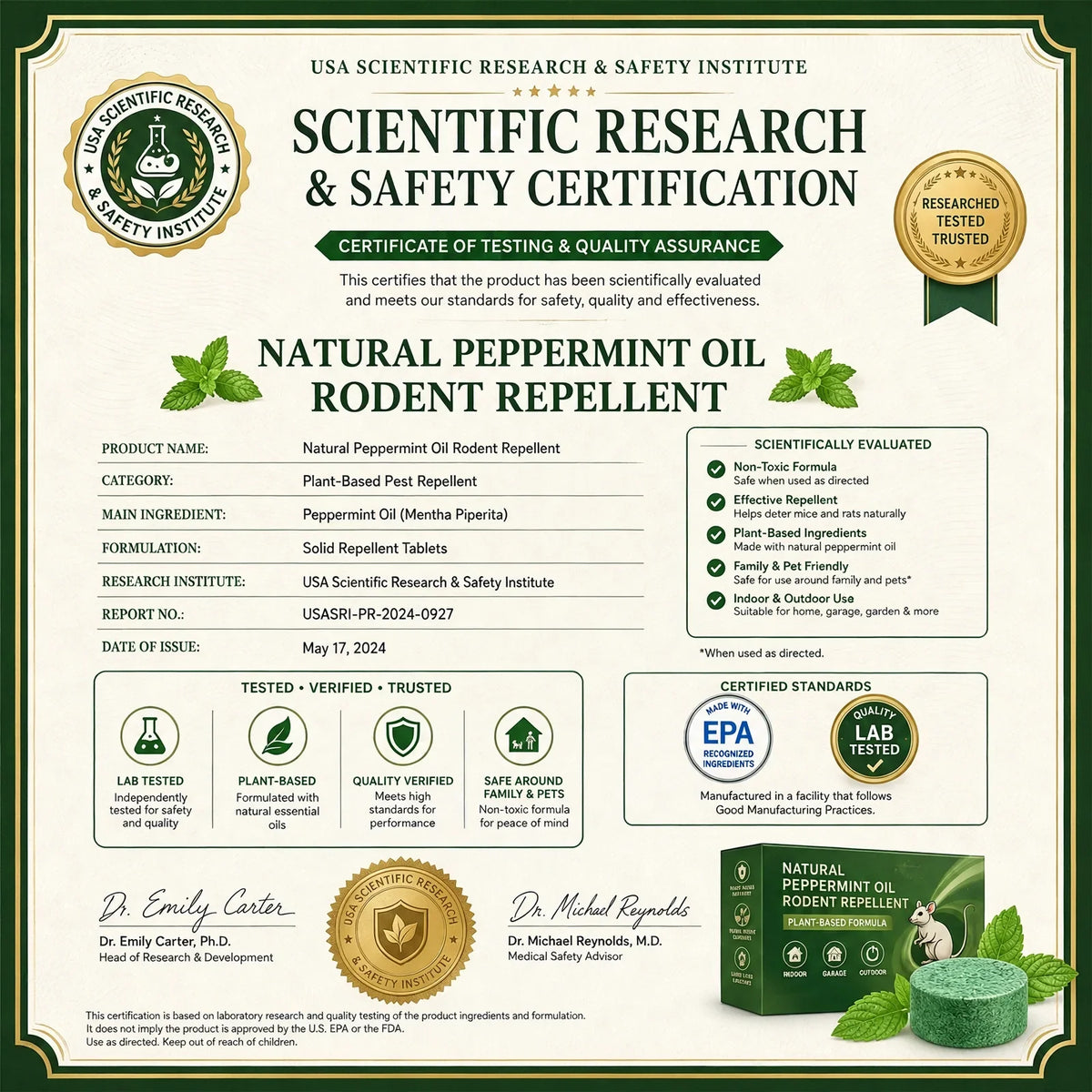 💥LAST DAY SALE 50%OFF💥🟢 Natural Peppermint Rodent Repellent Tablets – 10 Pack