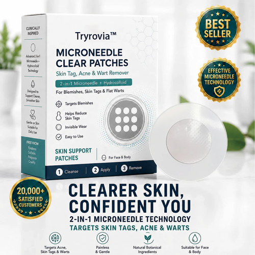 🔥2-in-1 Microneedle & Hydrocolloid Patch🍀| Removes Raised Moles, Acne, Flat Warts & Skin Tags | Helps Improve Wrinkles, Scars & Blemishes | Invisible Patches for Face & Body